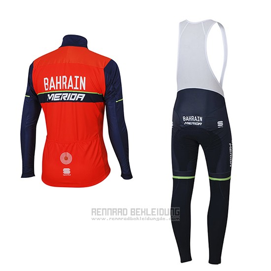 2017 Fahrradbekleidung Bahrain Merida Rot Trikot Langarm und Tragerhose - zum Schließen ins Bild klicken